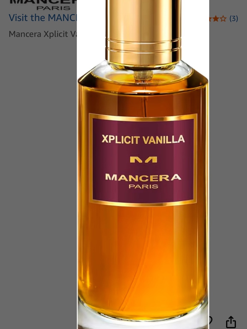 Mancera Xplicit Vanilla Eau de Parfum - Amber & Gold Bottle New 4 FL.OZ.